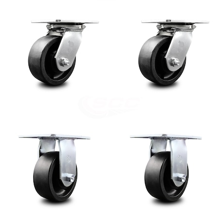 Service Caster 5 Inch Glass Filled Nylon Caster Set with Ball Bearings 2 Swivel 2 Rigid SCC SCC-35S520-GFNB-2-R-2